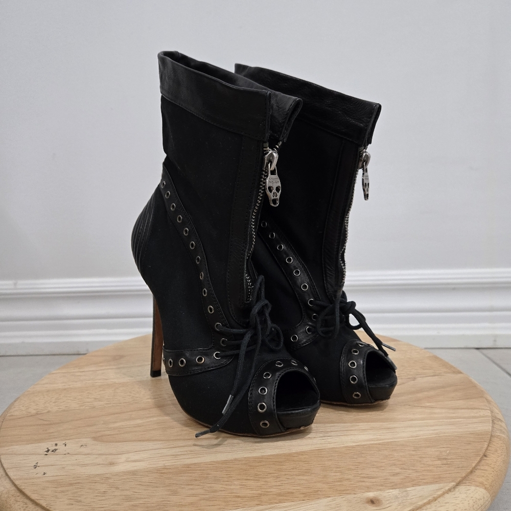 Alexander McQueen Peep Toe Booties